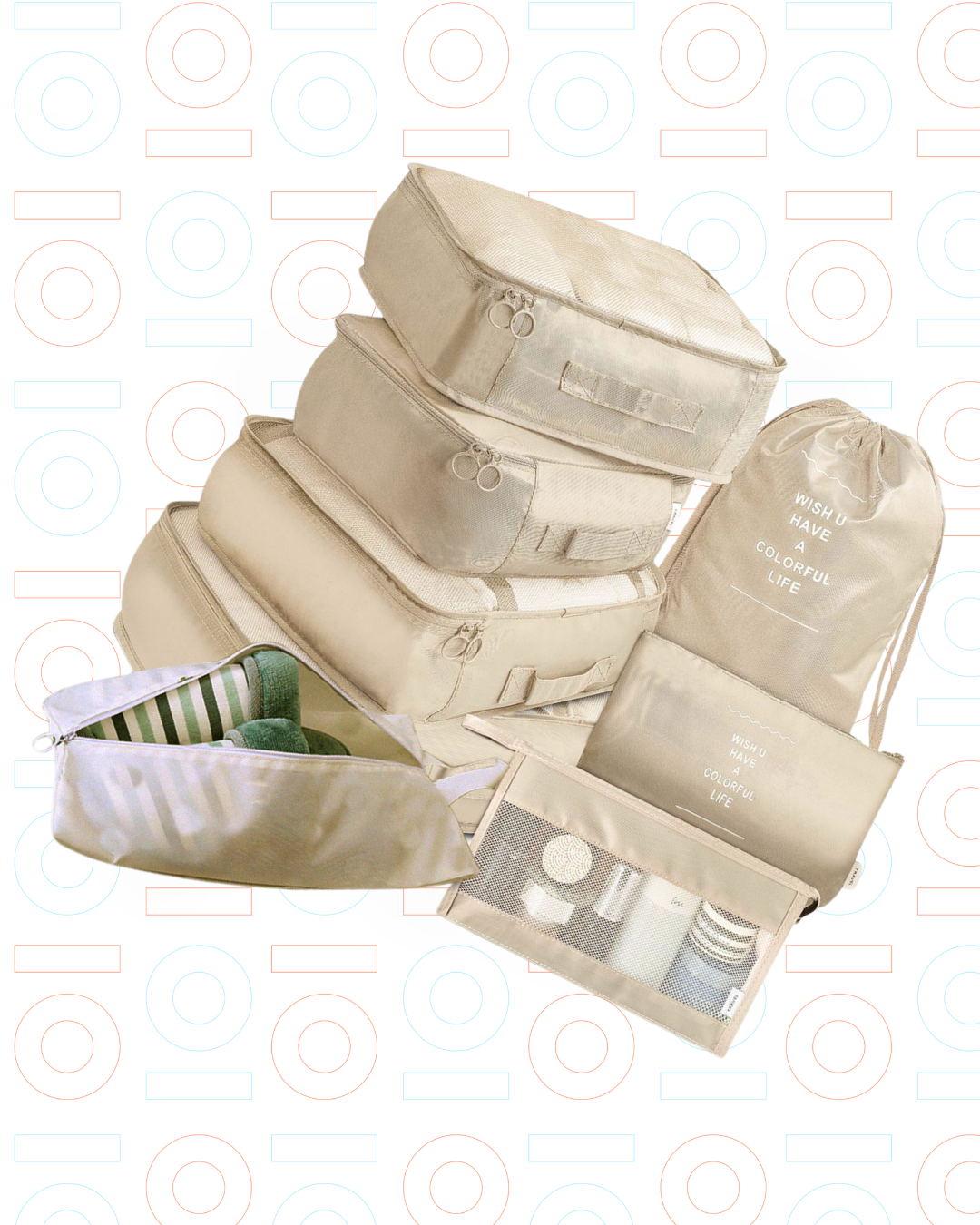 Set de 8 Piezas de Bolsas de Viaje Organizadoras